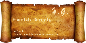 Hemrich Gergely névjegykártya